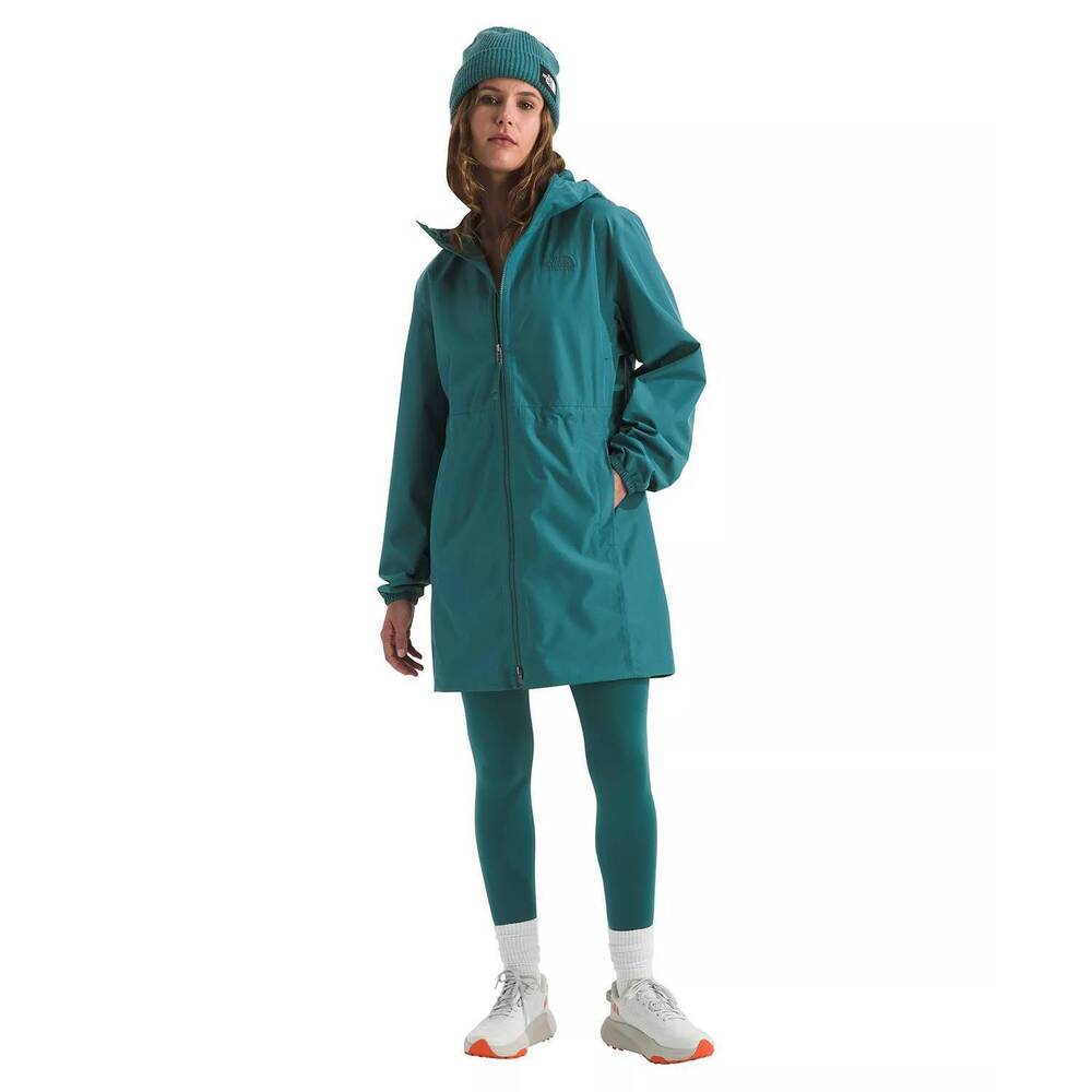 NEW THE NORTH FACE women's daybreak rain parka in midnight petrol